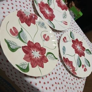 Set Of Floral Ceramic Platters